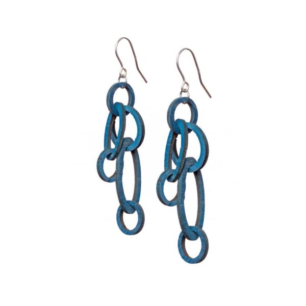 Halo Ohrringe aus Birkenholz blau