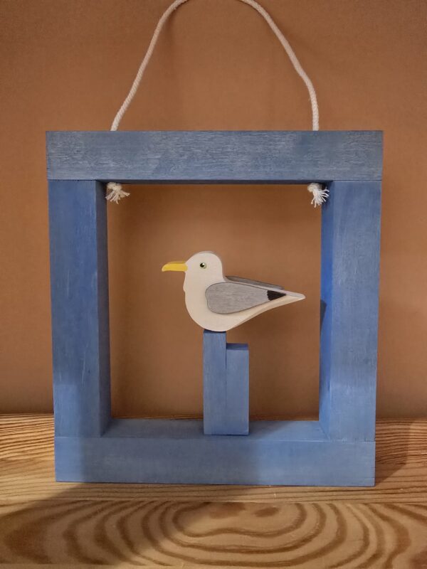 Talvel Fensterbild Möwe auf Pfahl