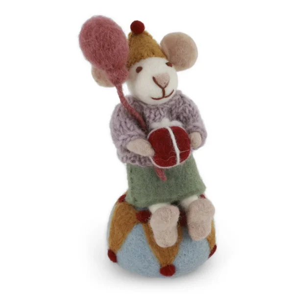 Small Girly Mouse with Ballon and Present