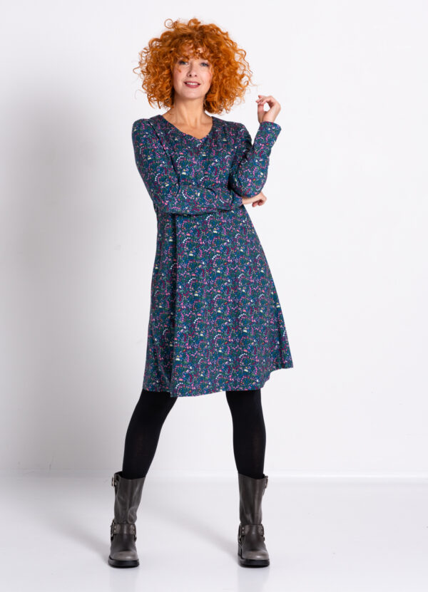 Kleid mit V-Ausschnitt MALINA bunt