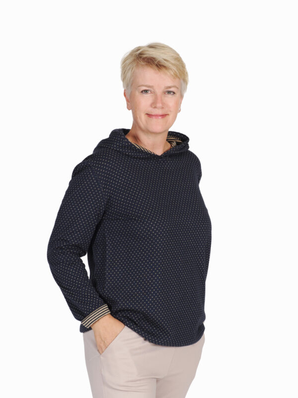 Kapuzenwendeshirt Zickzack Marine Milchkaffee