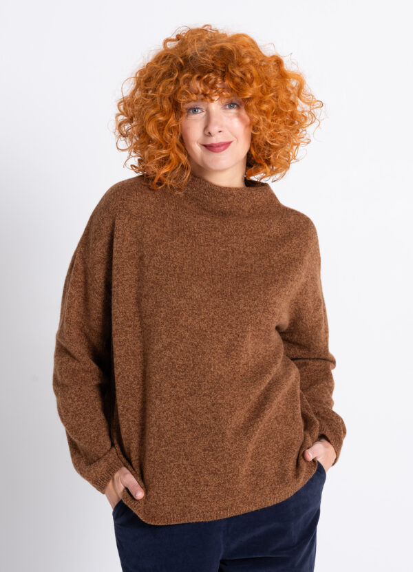 Stehbundpullover meliert camel