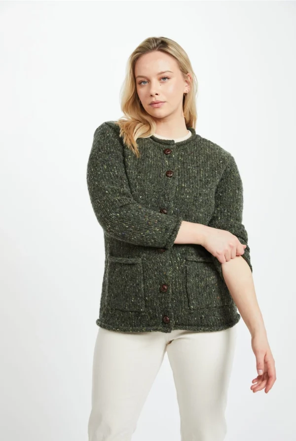 Damenwolljacke Donegal Tweed grün – Bild 2