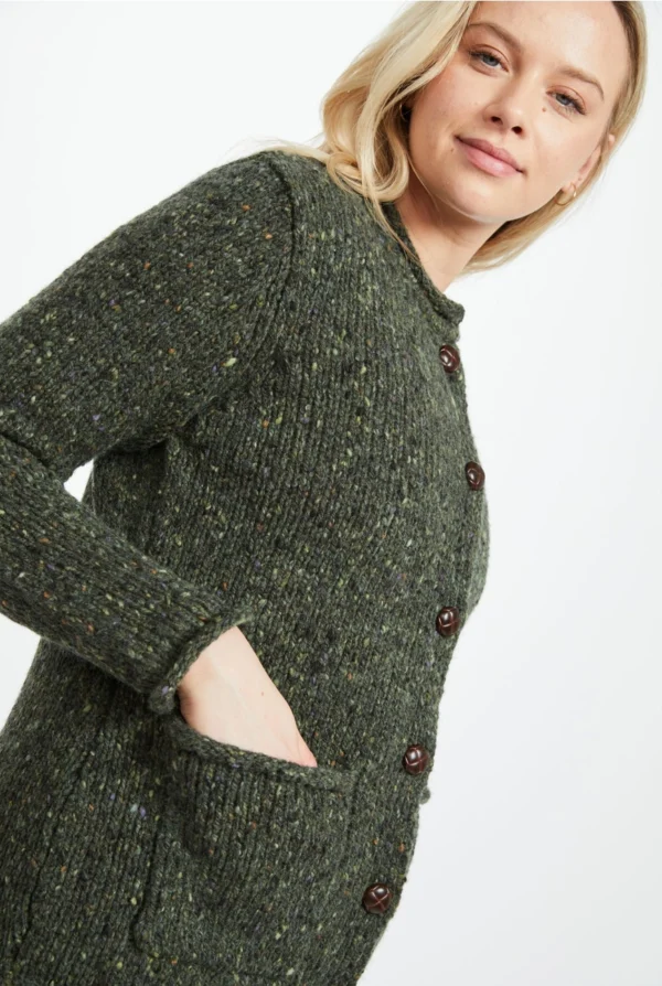 Damenwolljacke Donegal Tweed grün
