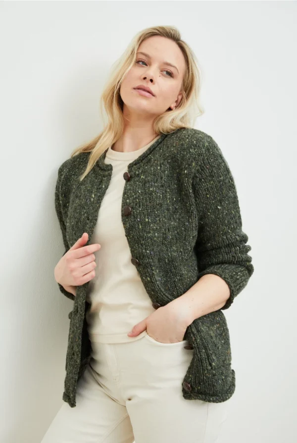 Damenwolljacke Donegal Tweed grün – Bild 3