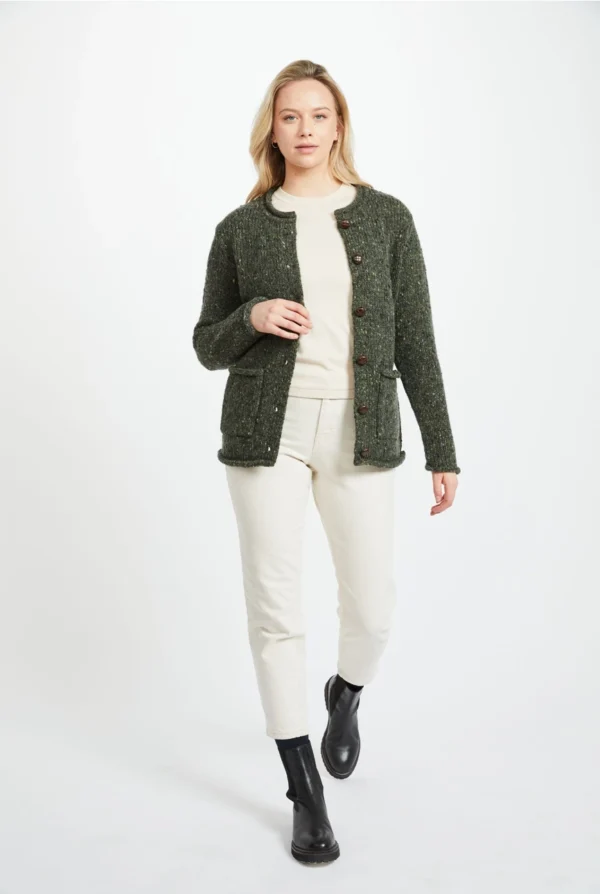 Damenwolljacke Donegal Tweed grün – Bild 4