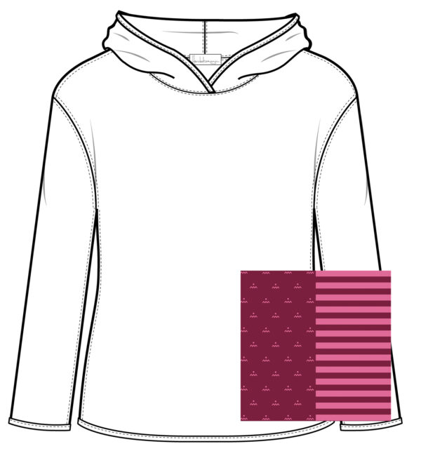 Kapuzenwendeshirt Zickzack Anemone Litschi