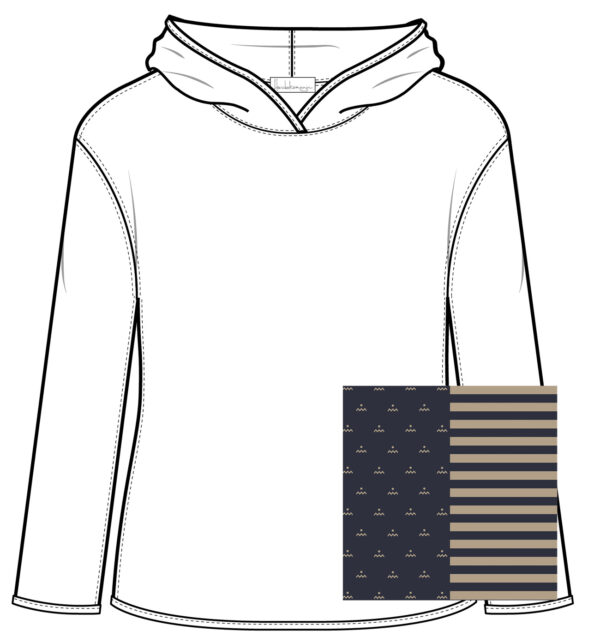 Kapuzenwendeshirt Zickzack Marine Milchkaffee