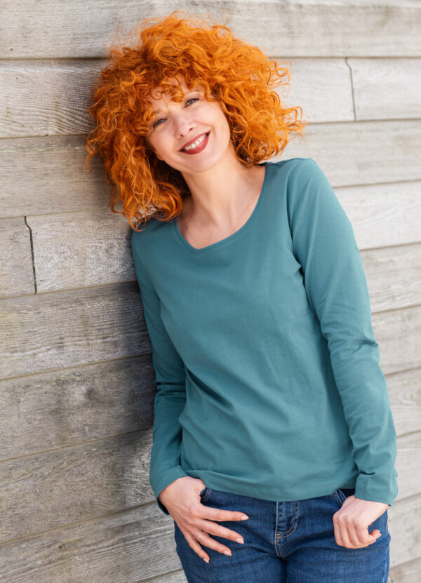 Langarmshirt Basic smaragd