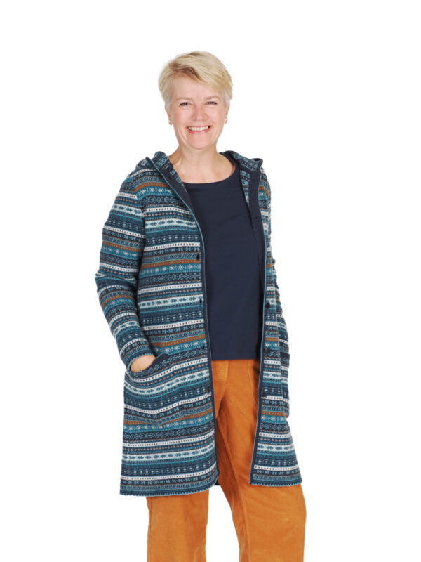 Strickmantel mit Kapuze ELVA dark denim – Bild 3