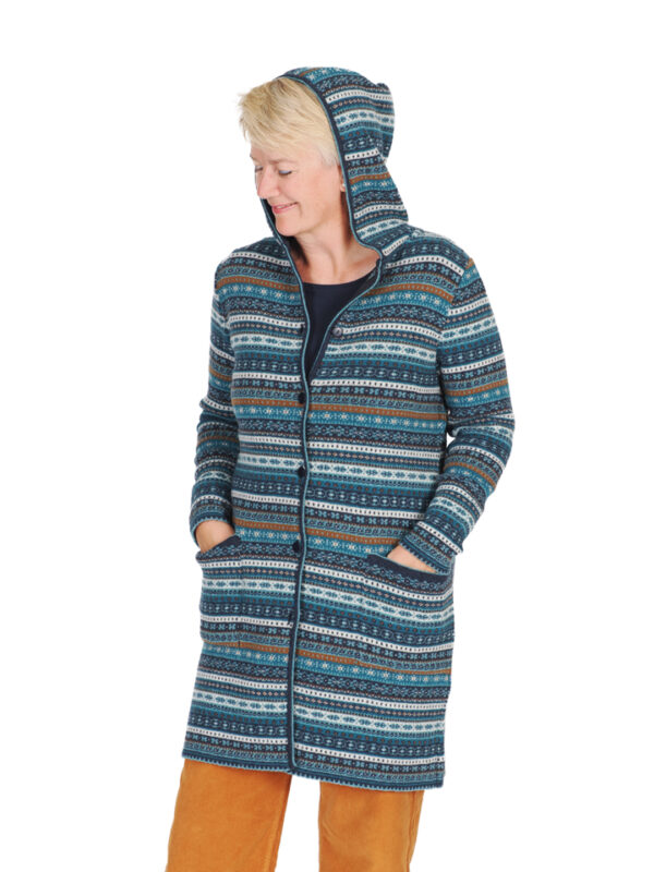 Strickmantel mit Kapuze ELVA dark denim