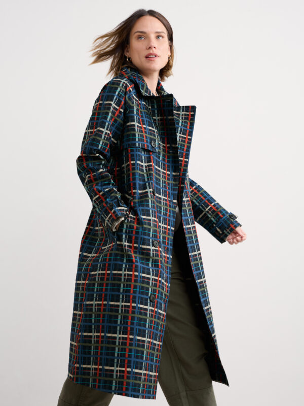 Penweathers Trench Coat Sketched Check Maritime