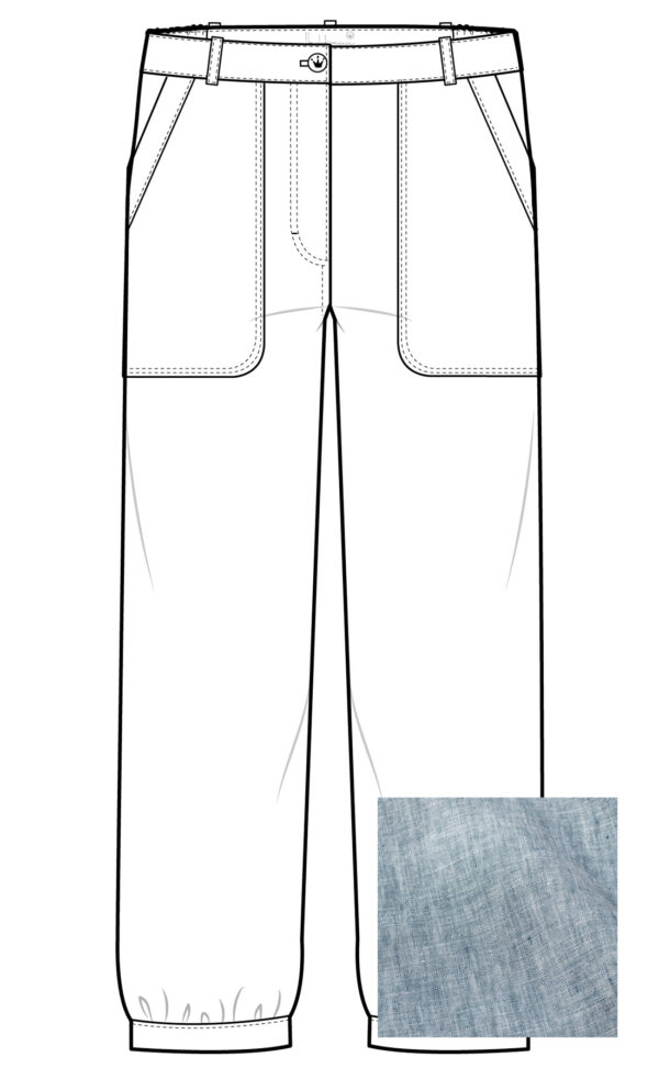 Pumphose Leinen graublau delavé