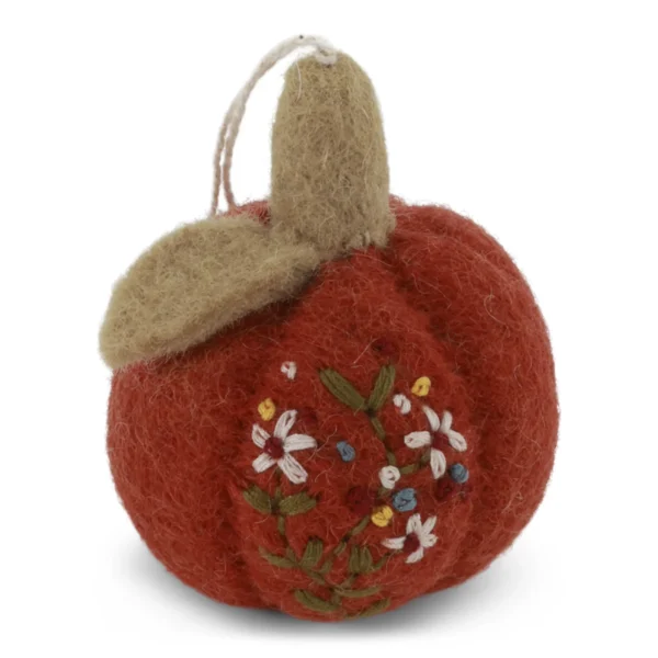 Hängedekoration kleiner Kürbis mit Blumen