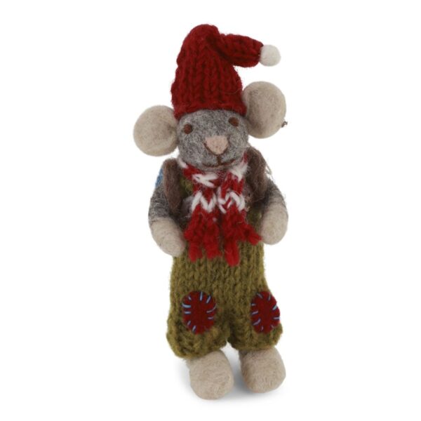 Hängedekoration kleine graue Maus mit Rucksack