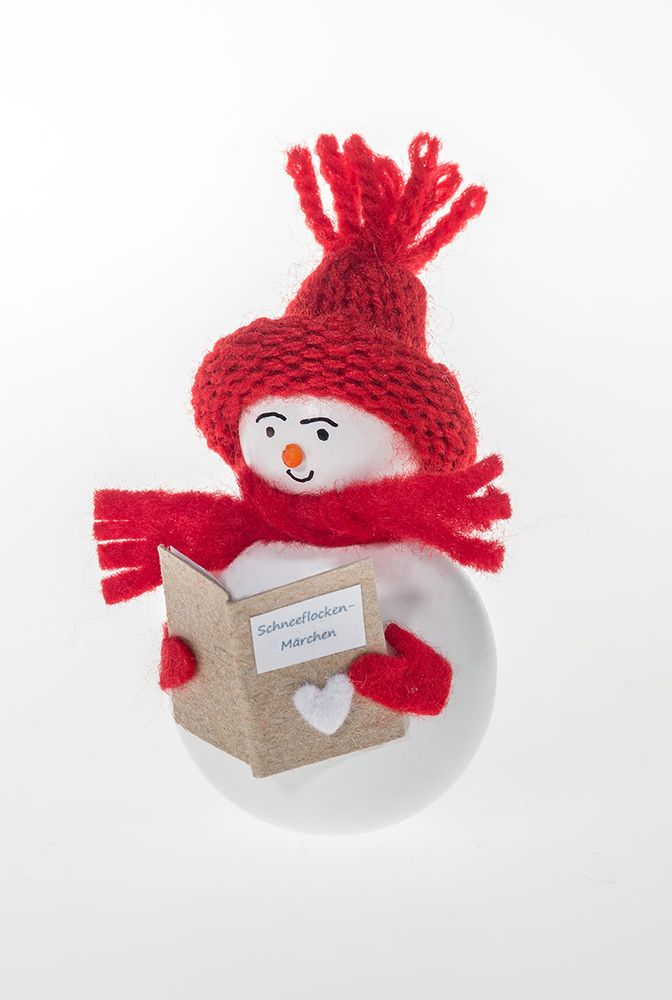 Stecker kleiner Schneemann mit Märchenbuch