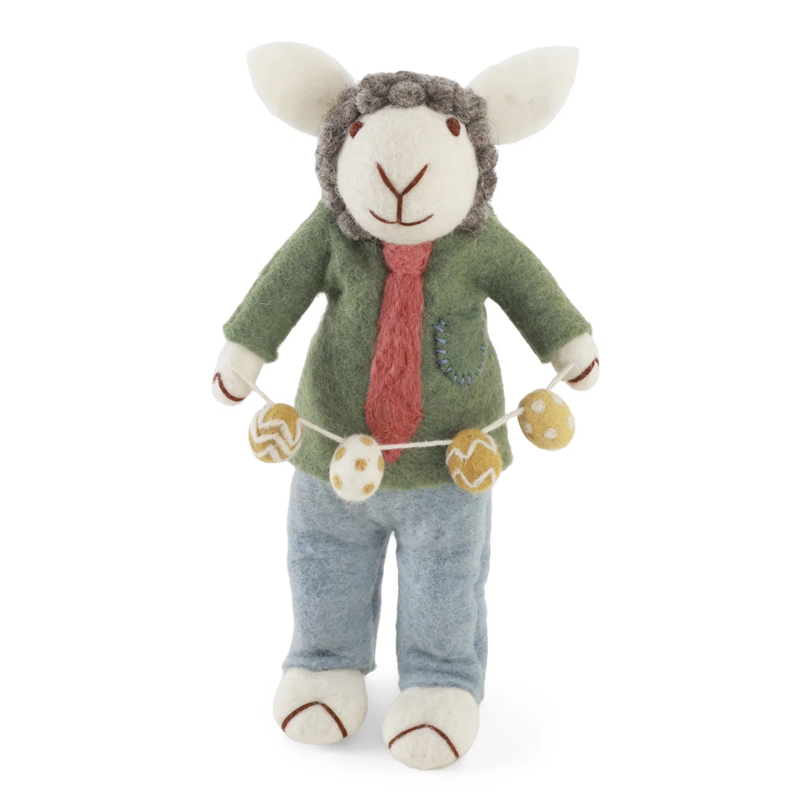 Graues Schäfchen mit Ostergirlande H 28cm