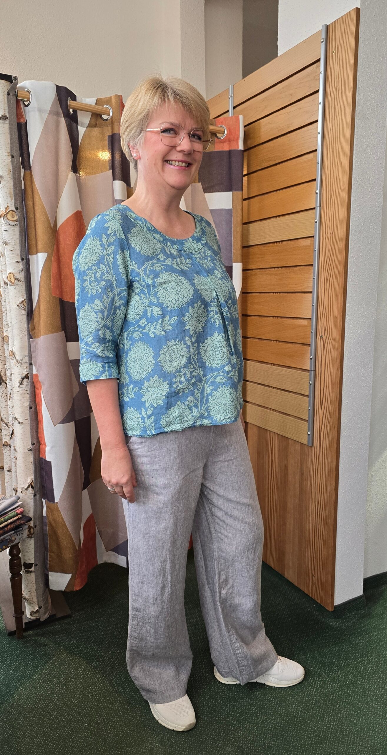 Blusenshirt Leinen Astra topas – Bild 2