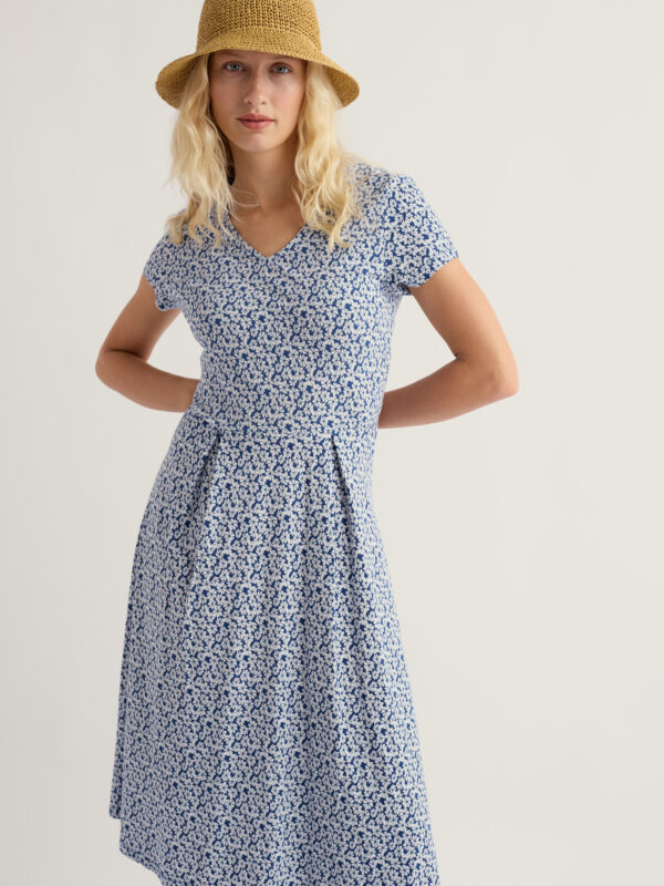 Pier View Dress Bunched Cornflowers Dark Voyage