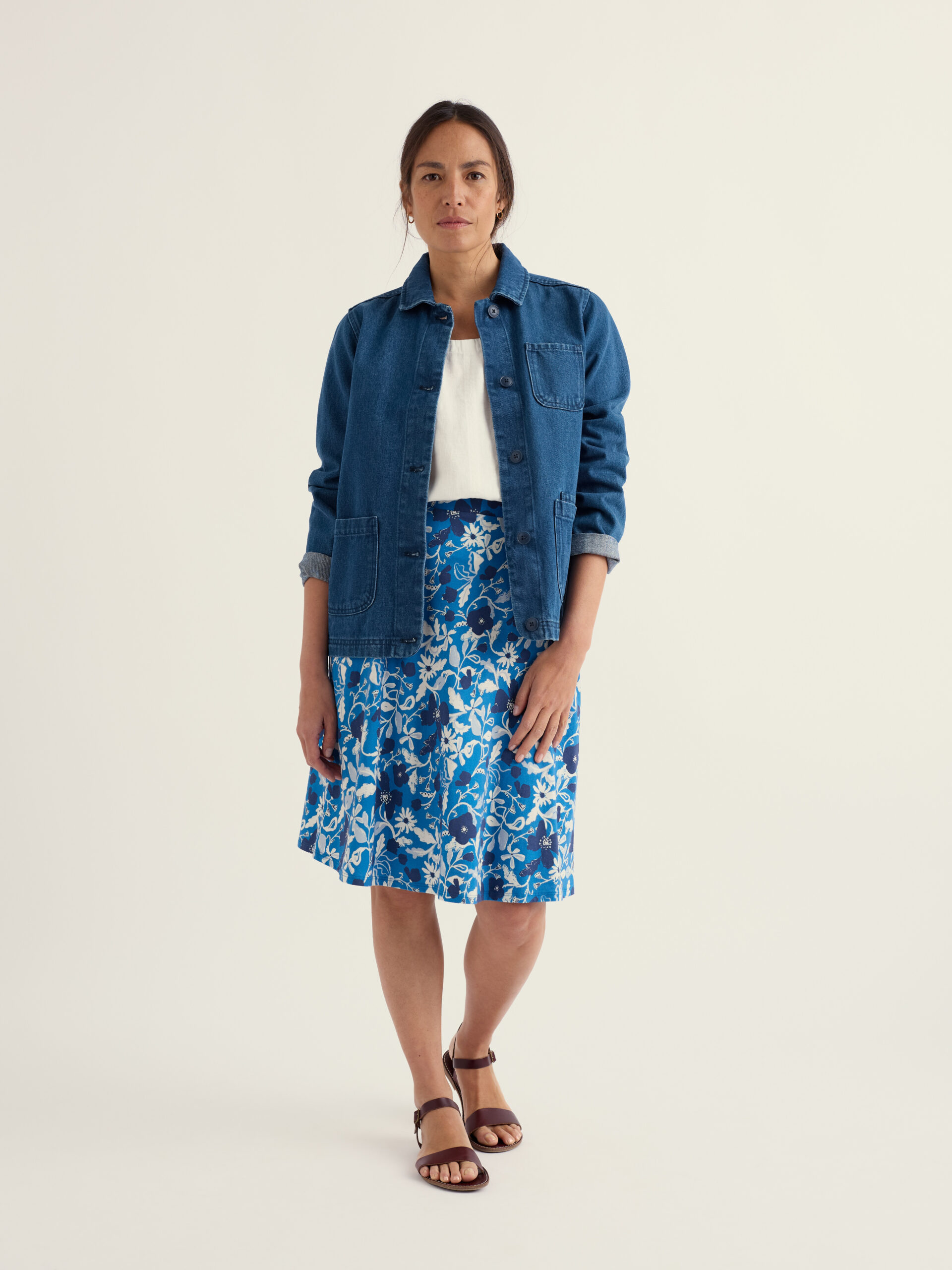 Rose Skirt Knee Length Winding Meadow Sailboats – Bild 2