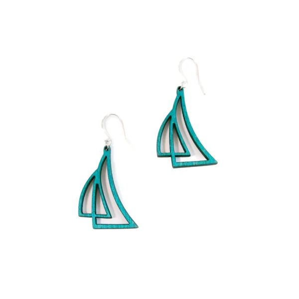 Segel-Ohrringe Birkenholz türkis