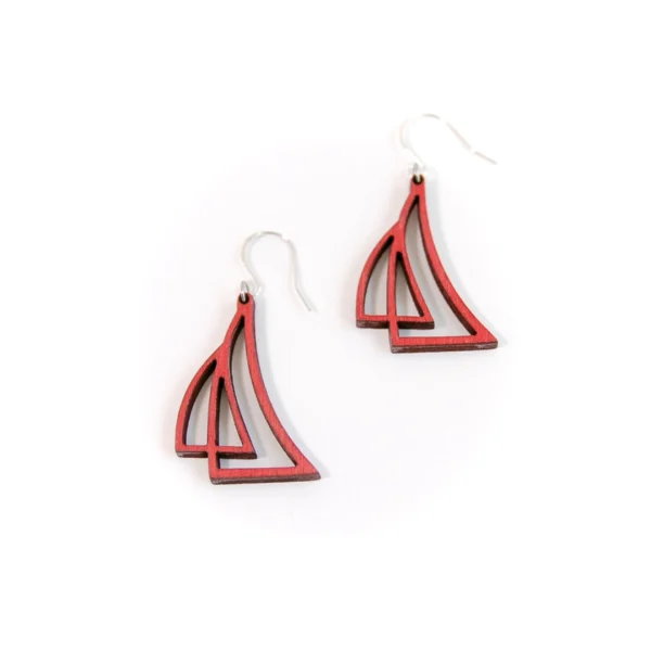 Segel-Ohrringe Birkenholz rot