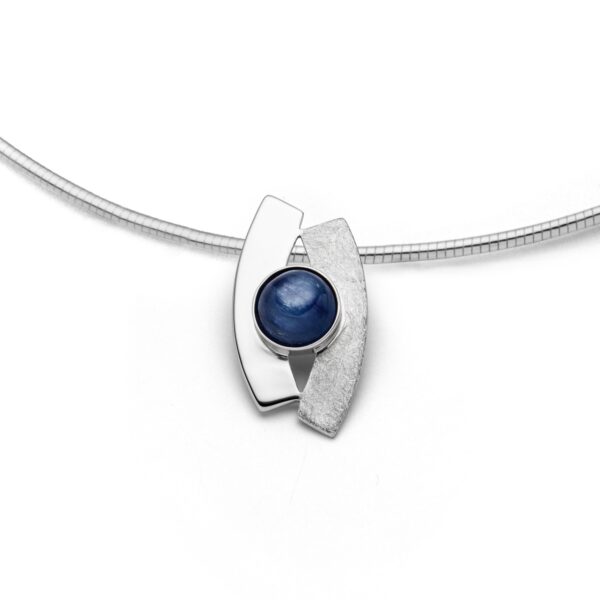 Anhänger Kyanit 925er Silber poliert, glatt, gekratzt und rhodiniert