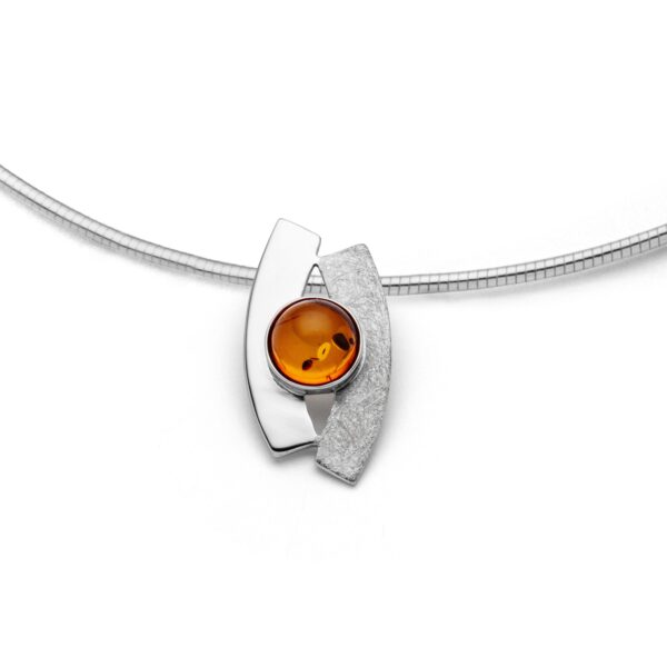 Anhänger Bernstein 925er Silber poliert, glatt, gekratzt, rhodiniert