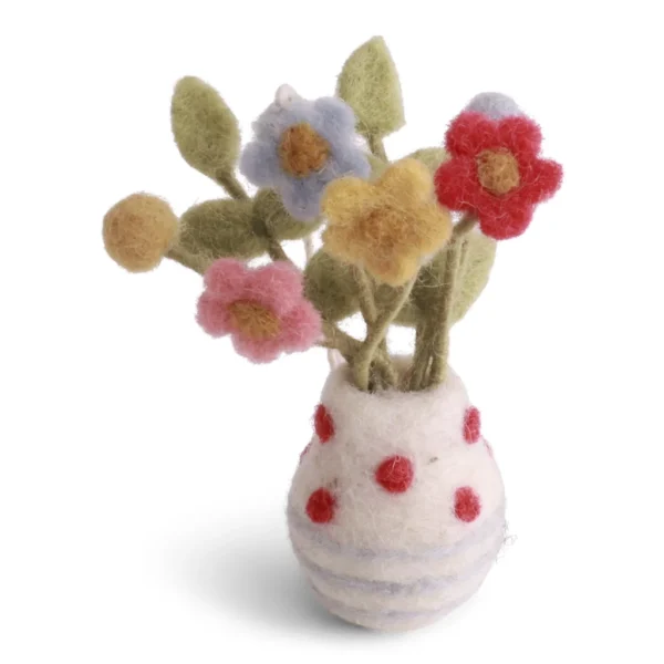 Hängedekoration kleine Vase mit Punkten und Blumen