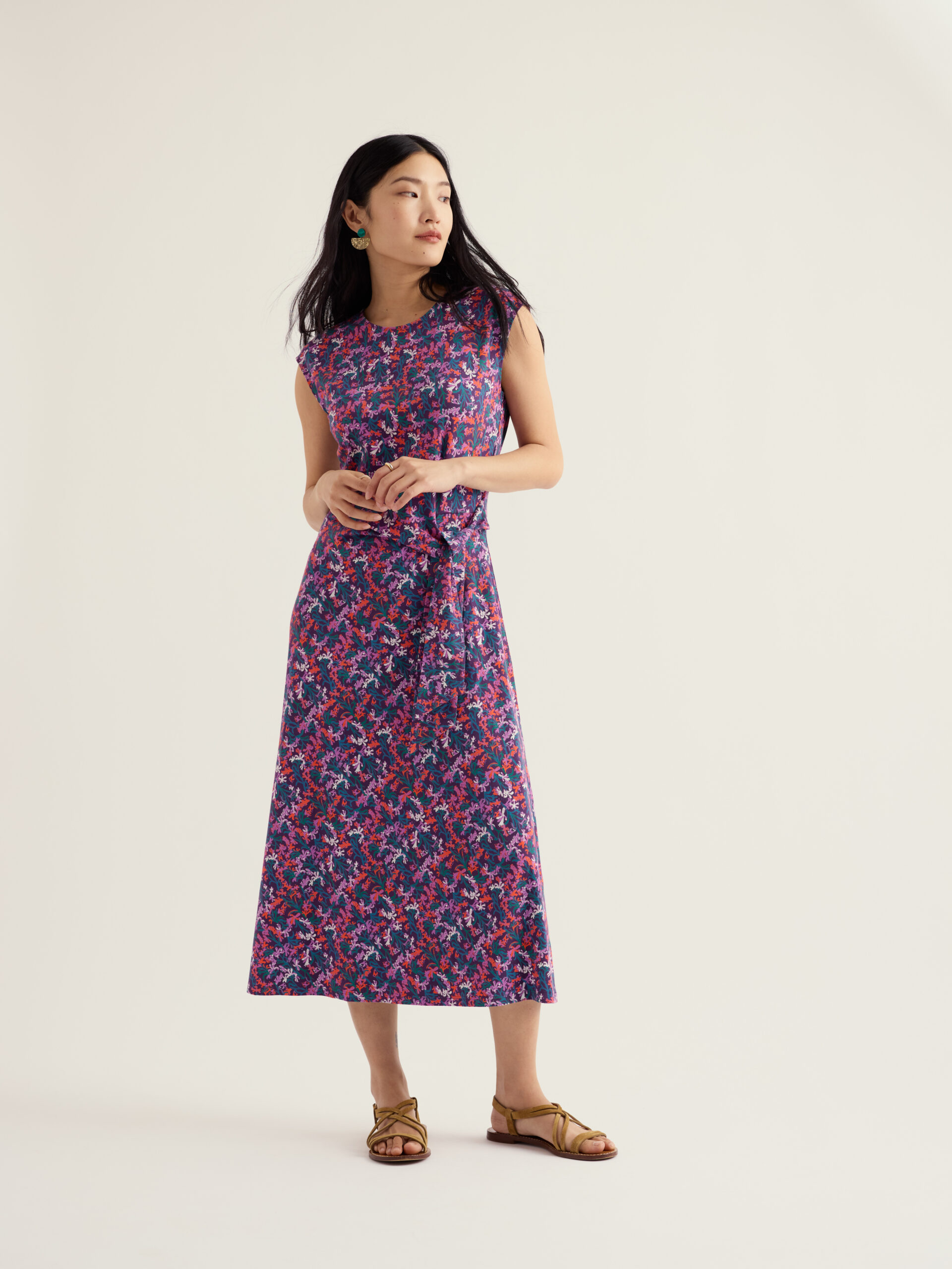 Fettling Dress Summer Fronds Purple Kale