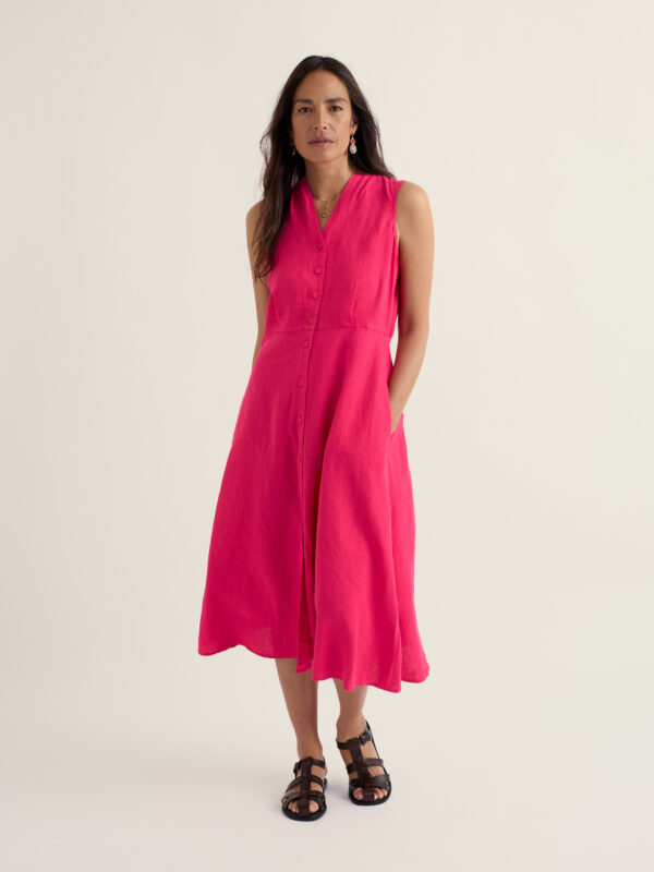Sleeveless Carved Wood Dress Bright Radish
