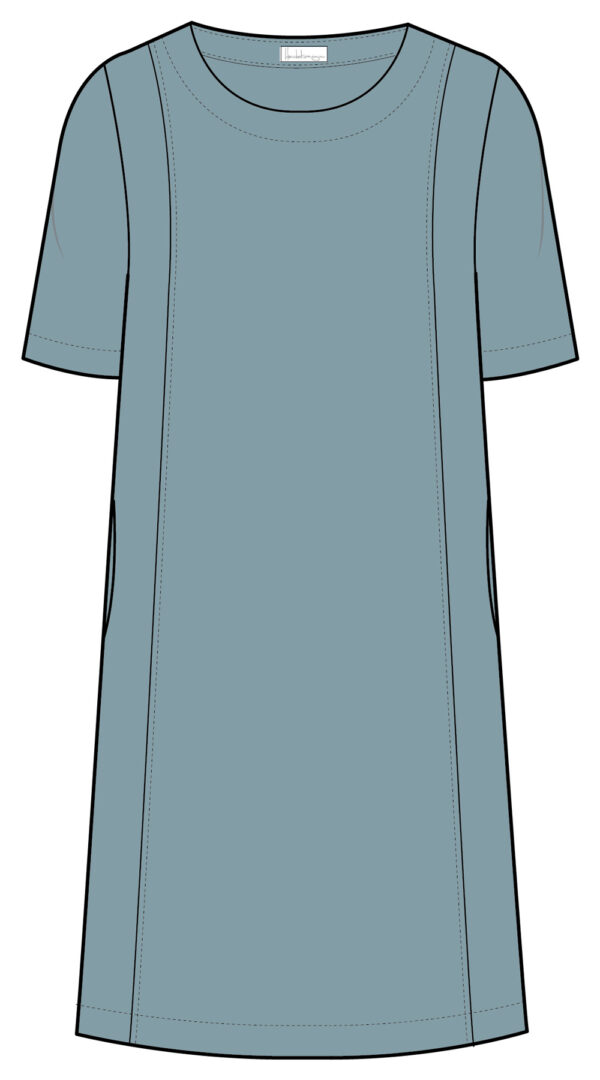 Kleid Kurzarm Leinen steinblau