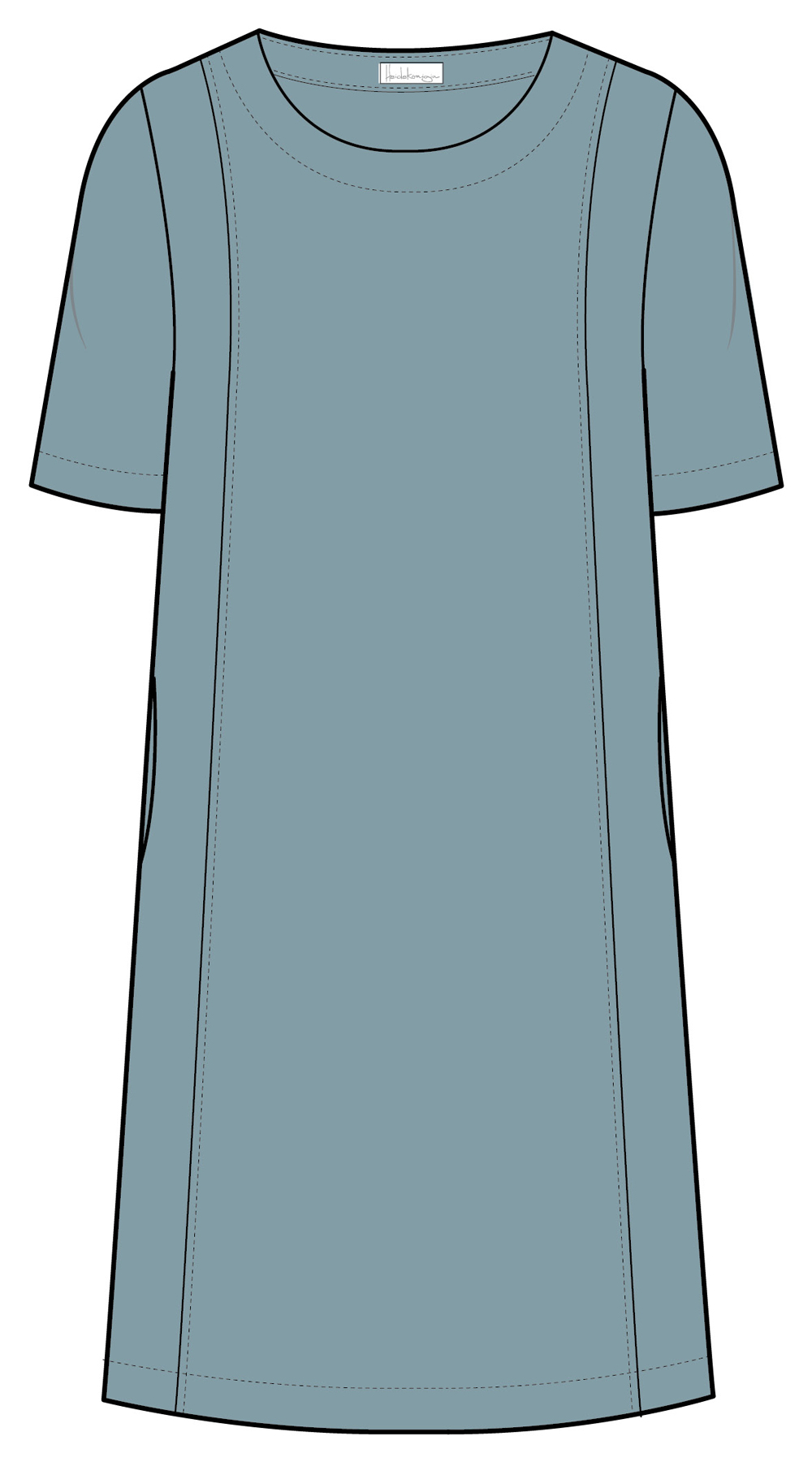 Kleid Kurzarm Leinen steinblau