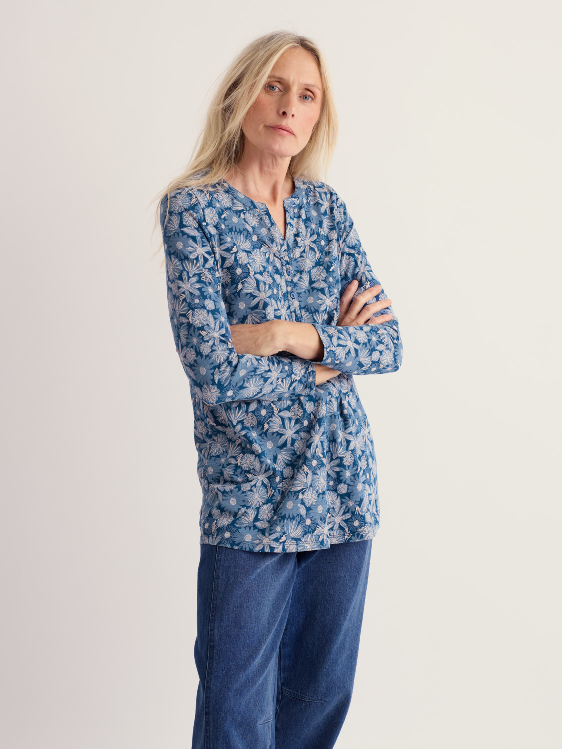 Moon Window Tunic Sketchbook Blooms Marine
