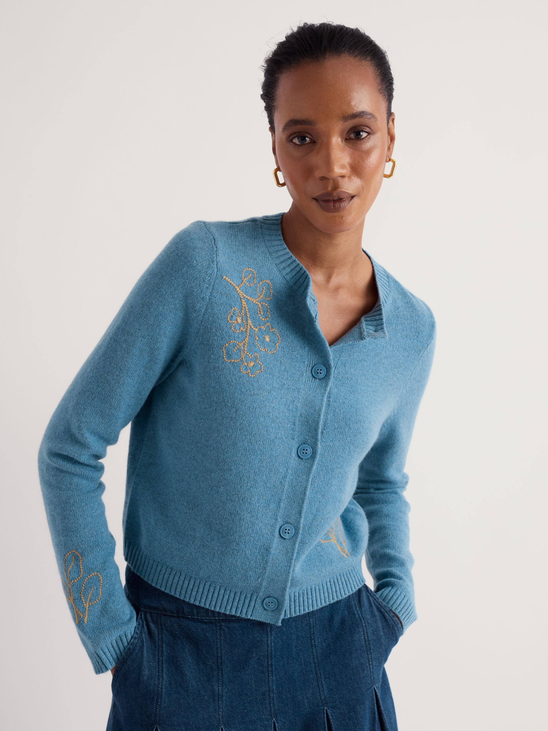 Potting Shed Cardigan Flora Study Cadet