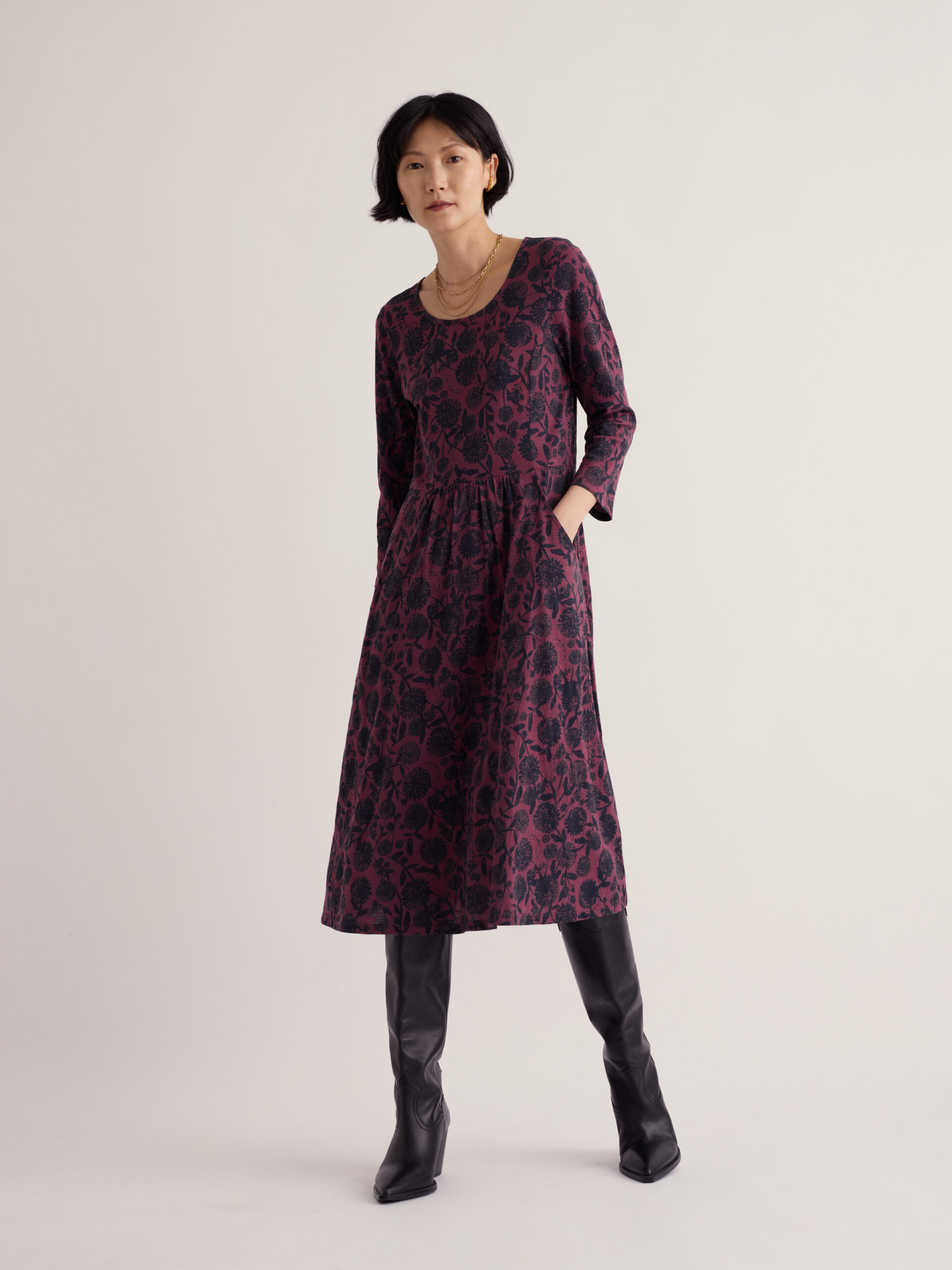 3/4 Enor Dress Allium Flowers Plum Berry