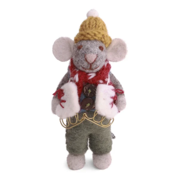Hängedekoration kleine Maus mit Schlittschuhen