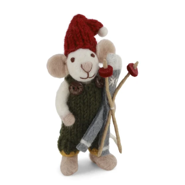 Hängedekoration kleine Maus mit Ski
