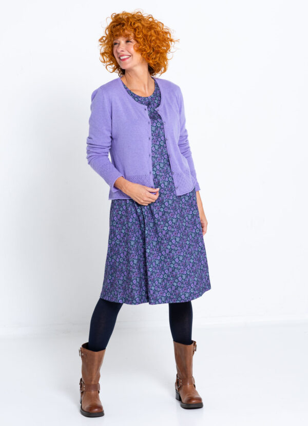 Strickjacke mit Ajourkante violett