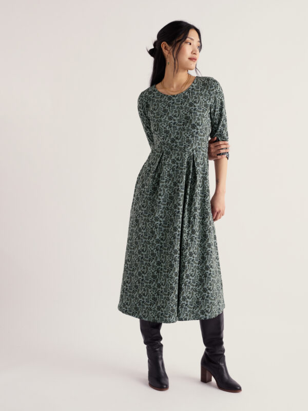 Veronica Dress Painted Seaweed Lichen