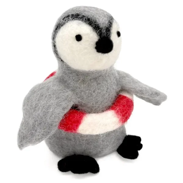 Eierwärmer Pinguin mit Rettungsring rot-weiß