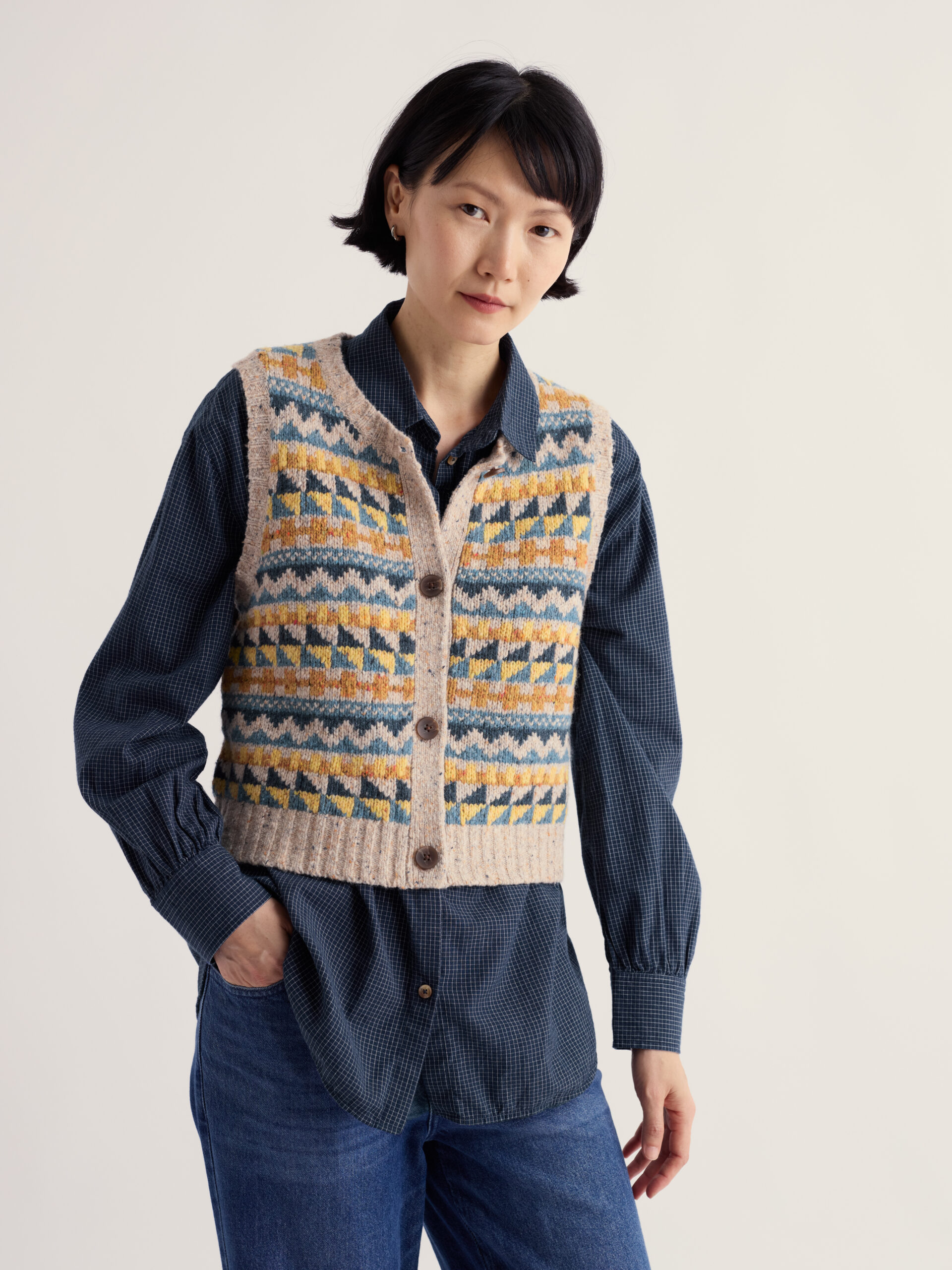 Dawson Pick Vest Fair Isle-Zig Zag Geo Bright Marine Mix