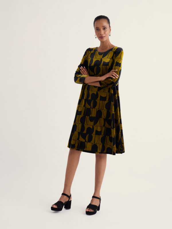 Mahonia Dress Spliced Abstract Bright Olive